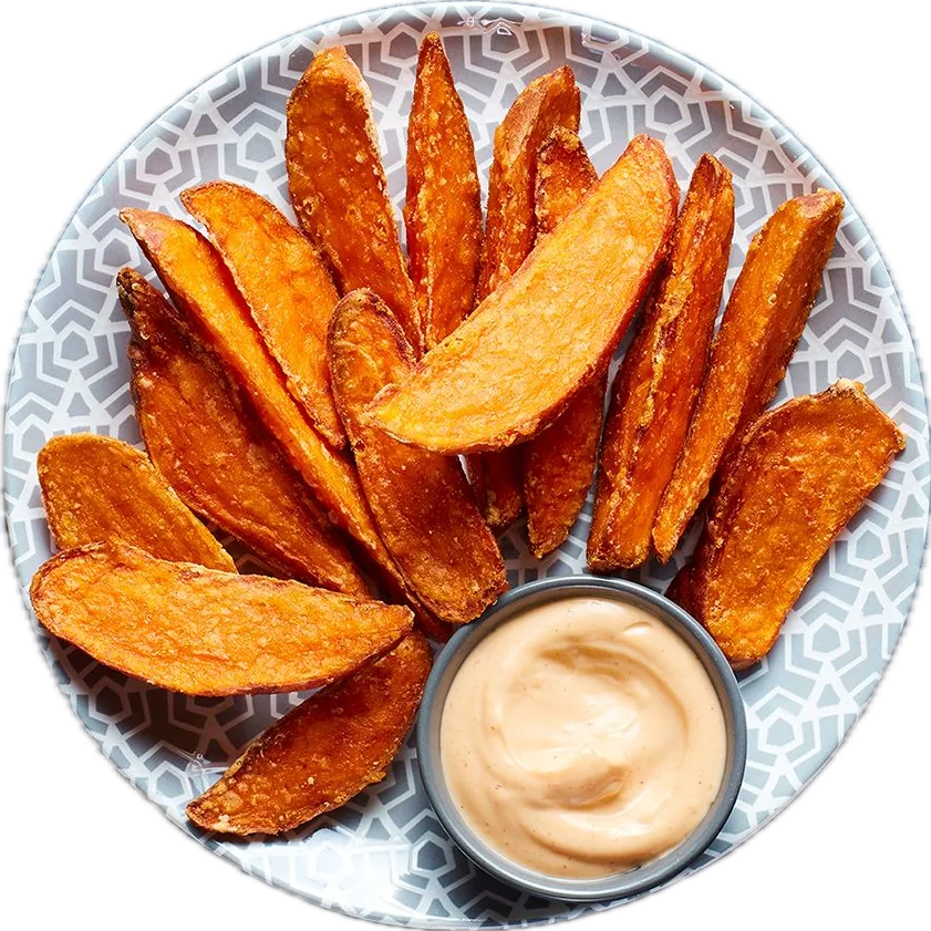 Sweet Potato Wedges with Garlic PERinaise